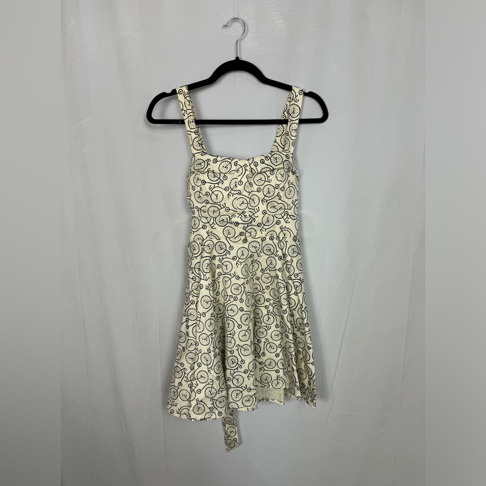 Bicycle print dress with belt